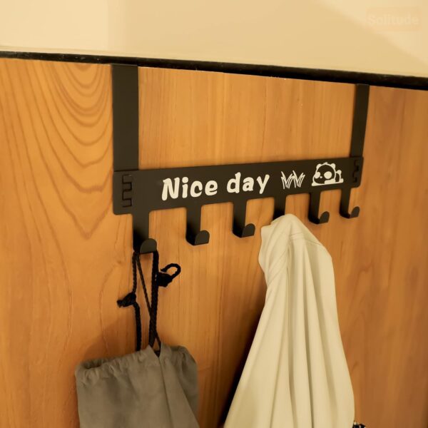 JOVIRA Heavy Duty Carbon Steel Over Door Hanger for Cloths, JOVIRA Heavy Duty Carbon Steel Over Door Hanger for Cloths, Drill Free Door Hanging Hooks for Bathroom, Bedroom, Kitchen | Scarf, Coat, Towel Holder (Black Door Hanger (Printed), 1)