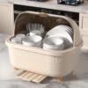 Jumix Plastic Bowl Drying Rack, Dish Rack with Cover,Dish Drying Rack, Cutlery Dish Drainer Rack with Lid Cover,Over The Sink Dish Drying Rack, Multifunctional Kitchen Tableware Storage Box