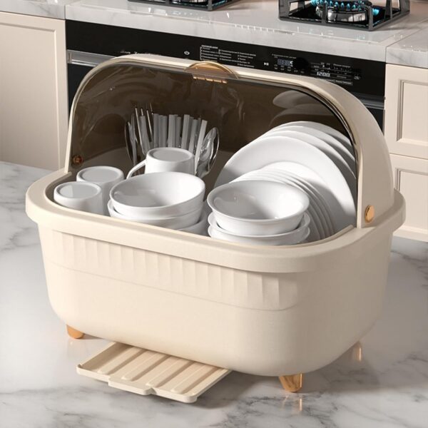 Jumix Plastic Bowl Drying Rack, Dish Rack with Cover,Dish Drying Rack, Cutlery Dish Drainer Rack with Lid Cover,Over The Sink Dish Drying Rack, Multifunctional Kitchen Tableware Storage Box