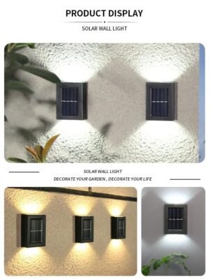 KHIZAR Solar Wall Light | Up & Down Glow Wall Light | Outdoor/Indoor Waterproof Garden Lamp | Led Solar Light, No Need Cables & Wires | Solar Lights Great for Home