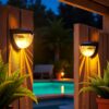 KINZILLA Solar Wall Lights Outdoor Waterproof LED Deck & Fence Lamps - Warm White Auto on/Off, Durable Decorative Lighting for Patio, Garden, Yard, Steps & Pathways, Set of 2