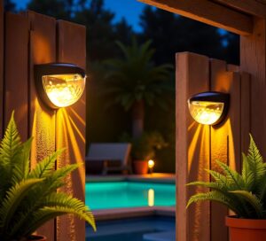KINZILLA Solar Wall Lights Outdoor Waterproof LED Deck & Fence Lamps - Warm White Auto on/Off, Durable Decorative Lighting for Patio, Garden, Yard, Steps & Pathways, Set of 2