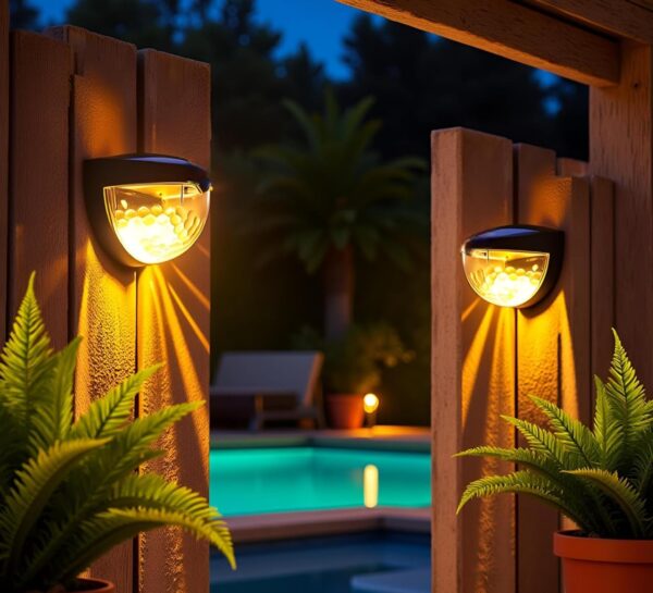 KINZILLA Solar Wall Lights Outdoor Waterproof LED Deck & Fence Lamps - Warm White Auto on/Off, Durable Decorative Lighting for Patio, Garden, Yard, Steps & Pathways, Set of 2