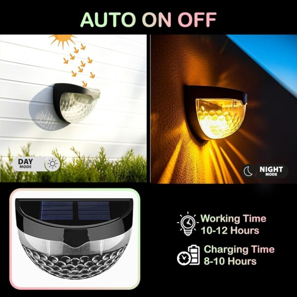 KINZILLA Solar Wall Lights Outdoor Waterproof LED Deck & Fence Lamps - Warm White Auto on/Off, Durable Decorative Lighting for Patio, Garden, Yard, Steps & Pathways, Set of 2