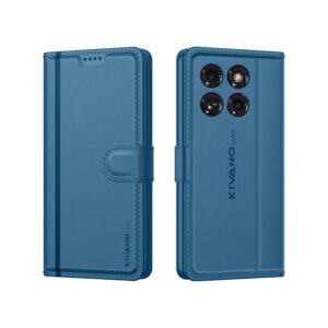 KIVANO LUXE® Compatible for Motorola Edge 60 Pro 5G Luxury Handmade Leather Magnetic Flip Folio Case | Card Holder & Kickstand | Slim Protective Cover | Unisex - Blue