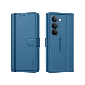 KIVANO LUXE® Compatible for Realme Narzo 80 Lite 5G / Realme C73 5G / Realme C75 5G Luxury Handmade Leather Magnetic Flip Folio Case | Card Holder & Kickstand | Slim Protective Cover | Unisex - Blue