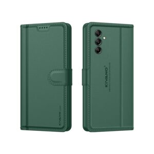 KIVANO LUXE® Compatible with Samsung Galaxy A14 5G Artisanal Leather Wallet Case with Card Holder for Men Women, Magnetic Flip Folio Cover with Stand RFID Blocking Cell Case (Emerald Green)