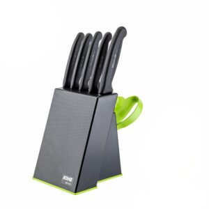 KOHE 8 PCS Stainless Steel Kitchen Knife Set with Block, KOHE 8 PCS Stainless Steel Kitchen Knife Set with Block, Knife Holder for Kitchen, 5 Knives, 2 Peelers and 1 Scissors(KB-811/B)