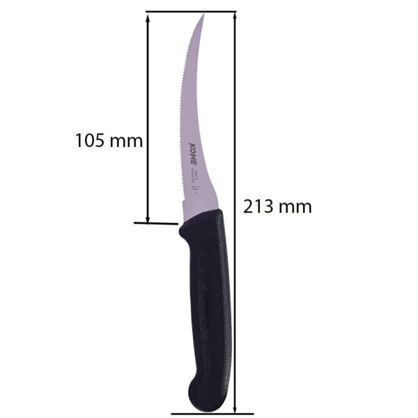 KOHE Utility Kitchen Stainless Steel Knife (Serrated, Green Color, Pack of 2) for Fruits & Vegetables (Tomato Knife Serrated 1241.2 Black)
