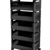 KWER 5-Tier Rolling Storage Cart with Wheels – Multi-Purpose Organizer for Kitchen, Bathroom, Kids’ Room & Office – Metal Utility Basket Rack (Black)