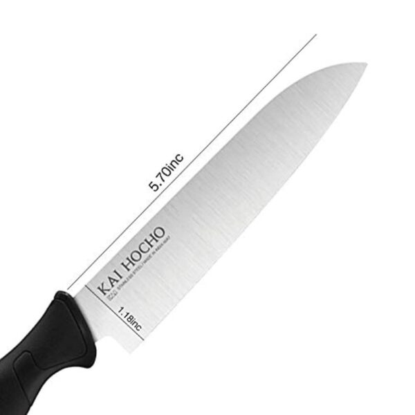Kai Gift Box Hocho Utility Knife (M) 14.5 cm, 2 Hocho Utility Knife (S) 12.5 cm, Black Stainless Steel Knife Set (Pack of 3)