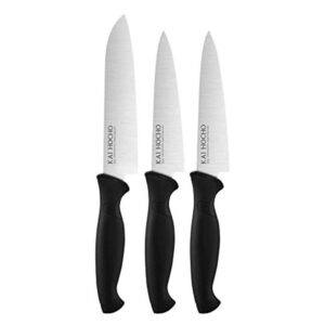 Kai Gift Box Hocho Utility Knife (M) 14.5 cm, 2 Hocho Utility Knife (S) 12.5 cm, Black Stainless Steel Knife Set (Pack of 3)