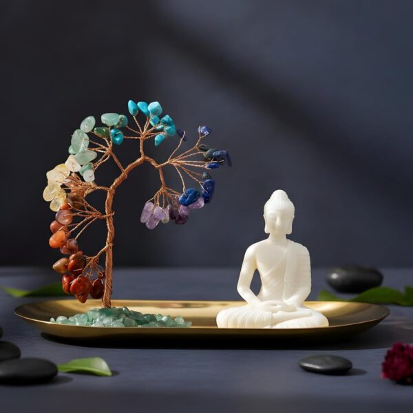 Keeps & Finds Buddha Idol with 7 Chakra Crystal Tree Keeps & Finds Buddha Idol with 7 Chakra Crystal Tree Home Decor Gift Box | Decorative Items for Living Room | Home Decoration Gift for Friends, Relatives, Housewarming & Anniversaries