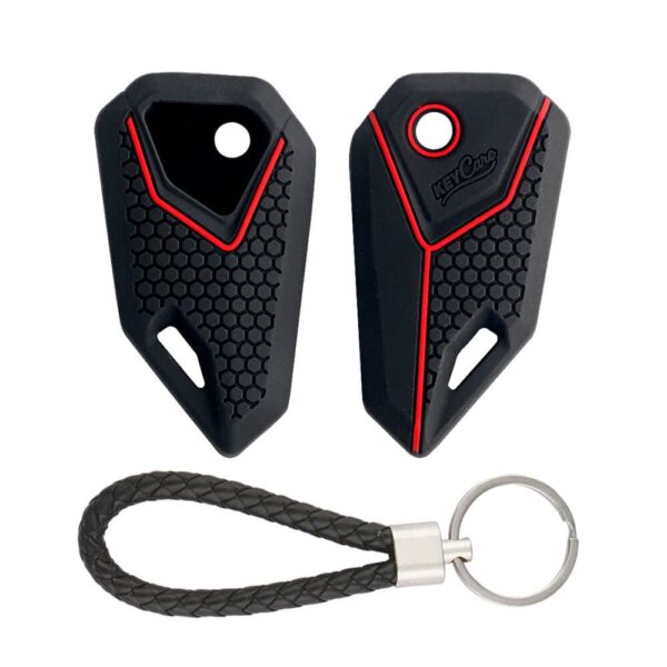 Keycare® Silicone Key Cover Compatible for Universal Bike flip Key Keycare® Silicone Key Cover Compatible for Universal Bike flip Key (Black with KC Mini Black Keyring)