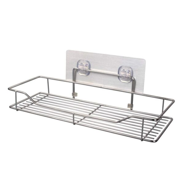 Killerzone VIHAX Self Adhesive Bathroom Shelf Rack | Stainless Steel Wall Mount Shower Caddy with Magic Sticker | No Drilling, Rustproof Storage Rack for Bathroom & Kitchen (1 Shelf, Silver Chrome)