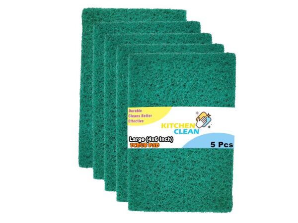 Kitchen Clean ™ 5 Pcs Large Kitchen Scrubs | Juna Kitchen Clean ™ 5 Pcs Large Kitchen Scrubs | Juna for Kitchen Dish Washing | Clean Shine Non Scratch Brite Scrub Pads | Long Lasting Utensils Scrub Pads (Green, Large 4x6 inch, Pack of 5 Pcs)