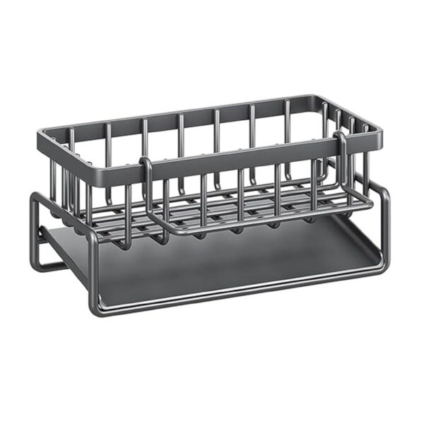 Kitchen Sink Organizer Stainless Steel Sponge Holder with Drain Tray, Kitchen Sink Organizer Stainless Steel Sponge Holder with Drain Tray, Dish Wash Scrubber & Soap Stand, Rustproof Sink Caddy for Kitchen Counter, Brush Towel Holder