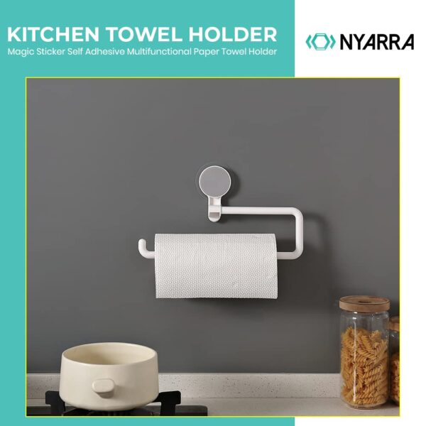 Kitchen Towel Holder, Magic Sticker Self Adhesive Multifunctional Paper Towel Holder, Napkin Holder for Kitchen, Under Cabinet, Over The Sink, Organizer Rack for Paper Towel Roll [NR-1334]