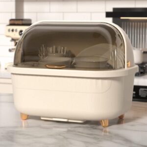 Kitchen Utensil Holder with Lid Pink Kitchen Dish Rack and Dishes Storage Rack Draining Dish Drying Rack Loaded Quickly for Easy Access Tableware