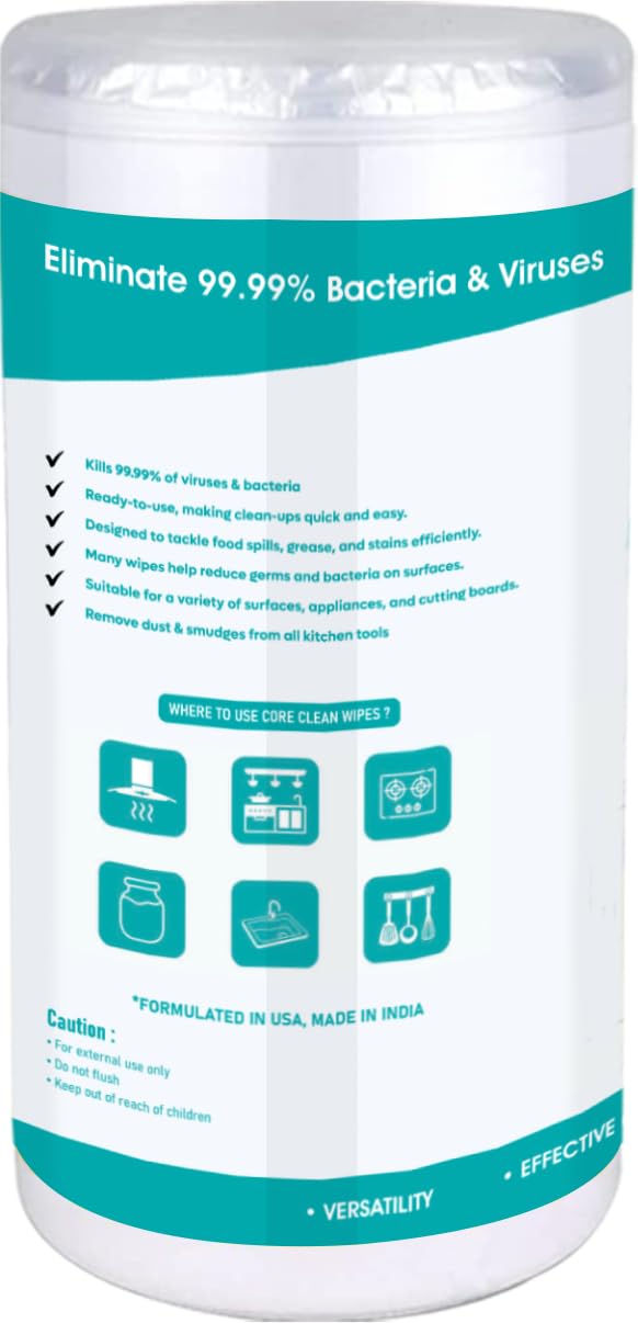 Kitchen Wipes - 100-Count Pack Non-Toxic and Food-Safe Kitchen Wet Wipes with Fresh Citrus Scent for Multiple Surfaces