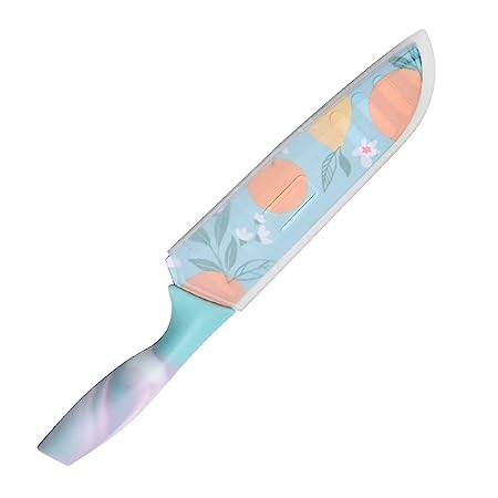Knife Set, Stainless Steel Knife for Kitchen Use, Chef's Knife Knife Set, Stainless Steel Knife for Kitchen Use, Chef's Knife Set, Santoku Knife & Non-Slip Handle with Blade Cover (Sky Blue Printed)