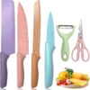 Knife for Kitchen use, Kitchen Knife Sets, Professional Colorful Kitchen Knives Set of 6 Pieces, Non-Stick Blades with High Carbon Stainless Steel