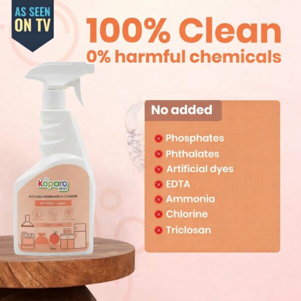 Koparo Kitchen Cleaning Spray | Instantly Dissolves Grease And Oil Stains | Kitchen Cleaner For Chimney, Gas Stove, Kitchen Slab, Microwave, Tiles & Cabinets | Plant Based Non-Toxic | 400Ml Pack of 2