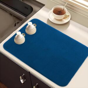 Kuber Industries Dish Dry Mat | Microfiber Drying Mat | Kuber Industries Dish Dry Mat | Microfiber Drying Mat | Kitchen Drying Mat | Reversible Mat | Kitchen Absorbent Mat | Dish Dry Mat for Kitchen | 38x50 | Blue