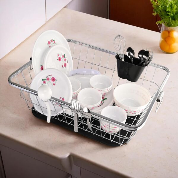 Kuber-Industries-Stainless-Steel-Dish-Rack-for-Kitchen-Vessels-Organizer-Stands-with-Handle-Spoon-Holder-Draining-Tray-Included-17x22-Inch-56x44x23-cm.jpg Kuber Industries Stainless Steel Dish Rack for Kitchen | Vessels Organizer Stands with Handle | Spoon Holder & Draining Tray Included | 17x22 Inch, 56x44x23 cm
