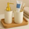 LAGET® Bathroom Accessories Set for Utility and Toothbrush Holder Bathroom Decor | Handwash Liquid Soap Dispenser Pump for Bathroom, Kitchen, Wash Basin, Sink (White)