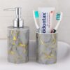 LAGET® Bathroom Accessories Set for Utility and Toothbrush Holder Bathroom Decor | Handwash Liquid Soap Dispenser Pump for Bathroom, Kitchen, Wash Basin, Sink (White Thunder)