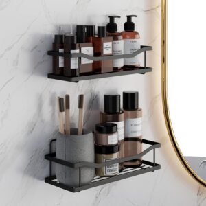 LAPO Premium GI Steel Self-Adhesive Storage Shelf Set for Kitchen LAPO Premium GI Steel Self-Adhesive Storage Shelf Set for Kitchen & Bathroom, Space-Saving Storage Organizer Rack for Home Use (Black, Pack of 2)