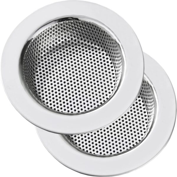 LASSHSWA 2 PCS Kitchen Sink Strainer Stainless Steel, Kitchen Sink LASSHSWA 2 PCS Kitchen Sink Strainer Stainless Steel, Kitchen Sink Drain Strainer?Sink Strainers for Kitchen Sinks with Large Wide Rim 4.5" Diameter, 15 cm