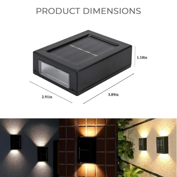 LED Solar Wall Light, Up and Down Outdoor Security Wall Lamps, IP65 Waterproof Solar Outdoor Lights, Solar Fence Lights LED Solar Wall Lights for Home Garden Porch(Warm Light) (wall light, 6)