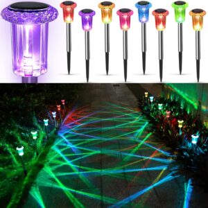 LIANGLOME Solar Lights Outdoor Pathway - 8 Pack Color Changing LIANGLOME Solar Lights Outdoor Pathway - 8 Pack Color Changing Solar Garden Lights for Patio, Lawn, Driveway, Yard, Waterproof, Stainless Steel, Easy Installation, Energy Saving