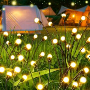 LIGHTNIING HAMMERZ LED Firefly Solar Garden Automatic Waterproof Light Ground LIGHTNIING HAMMERZ LED Firefly Solar Garden Automatic Waterproof Light Ground Lamp Decoration for Home Patio Lawn Outdoor Yard Backyards Pathways Campgrounds (Pack of 2)