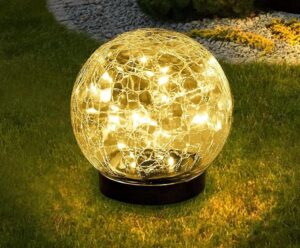 LITVERSE Solar Globes Lights Outdoor Garden Decor Solar Balls for LITVERSE Solar Globes Lights Outdoor Garden Decor Solar Balls for Garden Crackle Glass Solar Lights Yard Decor for Outdoor Decor Decorations Pathway Patio Yard Lawn(20Led,Warmwhite-1pack)