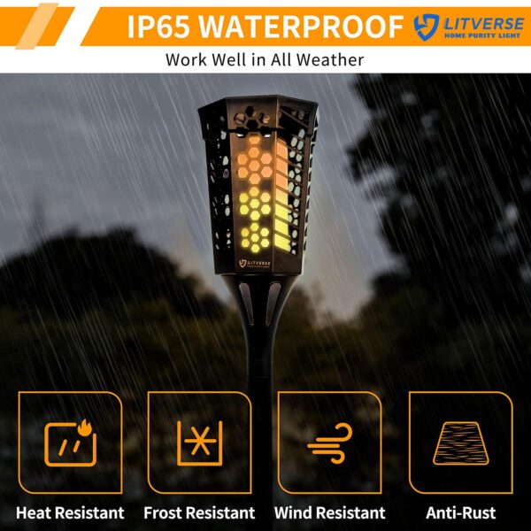 LITVERSE-Solar-Outdoor-Hexagon-Lights-96-LED-Higher-Larger-Flickering-Flame-Torch-Lights-43-Waterproof-Outdoor-Lighting-for-Garden-Patio-Yard-ABS-Body-2Pack.jpg LITVERSE Solar Outdoor Hexagon Lights 96 LED Higher & Larger Flickering Flame Torch Lights 43" Waterproof Outdoor Lighting for Garden Patio Yard, ABS Body - 2Pack