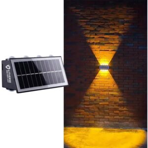 LITVERSE Solar Powered Outdoor Wall Light with Waterproof Use at LITVERSE Solar Powered Outdoor Wall Light with Waterproof Use at Garden Yard Landscape Lighting,Home Decor, Courtyard and Balcony Decoration, Auto on Off 8 LEDs (ABS,Warm Light)
