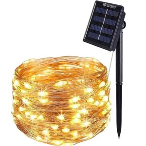 LITVERSE Solar String Fairy Lights inbuilt 800 mAh Battery | LITVERSE Solar String Fairy Lights inbuilt 800 mAh Battery | 12 Meter 120 LED Waterproof Ip65 Copper Wire with 8 Mode, Sturdy Quality | Outdoor Garden Christmas Tree, Diwali Lights Home Decoration