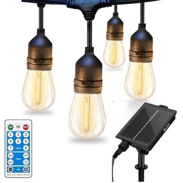 LITVERSE Solar String Lights E27 |10 LED | 19FT with LITVERSE Solar String Lights E27 |10 LED | 19FT with 8 Lighting Mode, Solar and USB Powered with Display Panel Decorative, Diwali,Festival,Outside Garden Yard Balcony (Warm White)