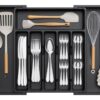 Large Expandable Silverware Organizer, BPA-Free Food-Safe Cutlery Flatware Organizer, Kitchen Utensil Drawer Organizer, Adjustable Silverware Holder for Spoons Forks Knives