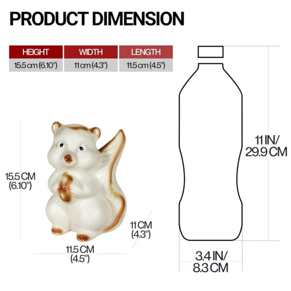 Lasaki Chiku The Squirrel White Ceramic Figurine showpiece Artifact Abstract Animal Statue for Indoor, Home, Office Decor, (L - 11.5 X W - 11 X H - 15.5 cm)