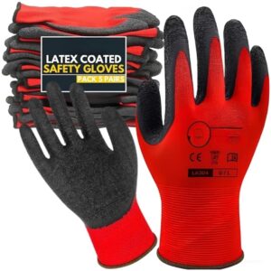 Latex Coated Safety Gloves for Men Industrial Gloves Hand Gloves for Men Gardening Gloves Working Gloves for Men Rubber Gloves for Gardening Work Anti Cut Resistant Gloves
