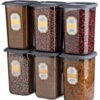 Leak Resistant Tight Kitchen Containers Set of 6, Kitchen Storage Leak Resistant Tight Kitchen Containers Set of 6, Kitchen Storage Box for Pulses Cereals, Grains, Dry Fruits, Pantry Organization Kitchen Items for Home (1200 ML,Transparent)(06) UNI418
