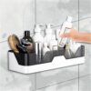 Leawall Self-Adhesive Plastic Bathroom Rack - Wall Mounted Shelf Organizer for Bathroom & Kitchen - Durable Storage Rack for Bathroom Accessories, Home Organization & Hardware