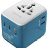 Lifelong Electronics 2500W Universal Travel Adapter All in One | Lifelong Electronics 2500W Universal Travel Adapter All in One | 2 Type-C 25W PD & 1 USB-A 18W QC 3.0 | Dual Fuse Protection | 180+ Countries - Europe/US/Asia etc | International Socket Accessories