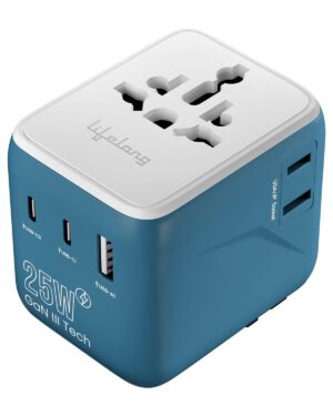 Lifelong Electronics 2500W Universal Travel Adapter All in One | Lifelong Electronics 2500W Universal Travel Adapter All in One | 2 Type-C 25W PD & 1 USB-A 18W QC 3.0 | Dual Fuse Protection | 180+ Countries - Europe/US/Asia etc | International Socket Accessories