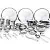 Limetro Steel Stainless Steel Dinner Set for 4 Persons | Limetro Steel Stainless Steel Dinner Set for 4 Persons | Complete Indian Thali Set with Plates, Bowls/Katori, Glass, Spoon & Fork | Tree Design Steel Dinnerware for Home (Set of 33- Serves 4)