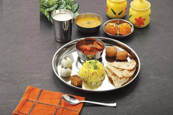 Limetro-Steel-Stainless-Steel-Dinner-Set-for-4-Persons-Complete-Indian-Thali-Set-with-Plates-BowlsKatori-Glass-Spoon-Fork-Tree-Design-Steel-Dinnerware-for-Home-Set-of-33-Serves-4.jpg Limetro Steel Stainless Steel Dinner Set for 4 Persons | Complete Indian Thali Set with Plates, Bowls/Katori, Glass, Spoon & Fork | Tree Design Steel Dinnerware for Home (Set of 33- Serves 4)